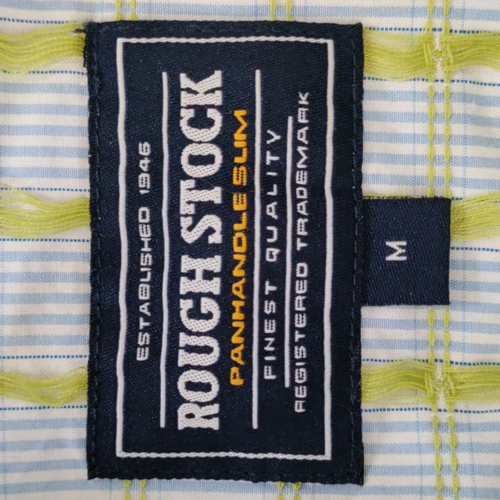 6173 Panhandle Slim Rough Stock lt blue & green Western shirt M - Picture 13 of 15